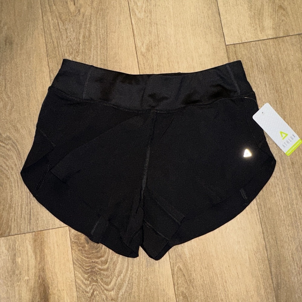 Athlux Performance Women's Shorts Black  Size Med Panty Lined Zip Pocket NEW